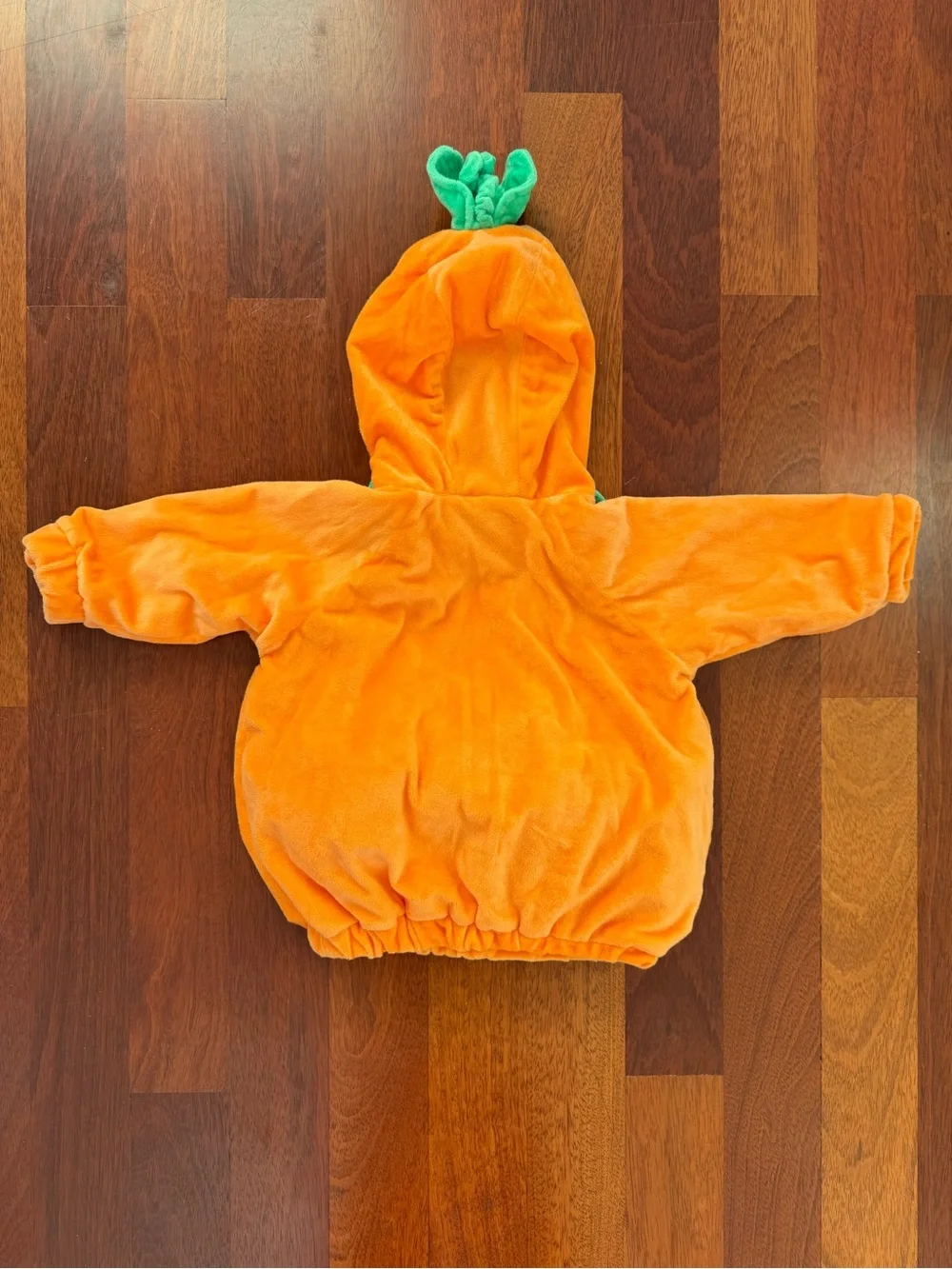 Kids Pumpkin Hooded Costume Jacket - Orange with Green Trim
